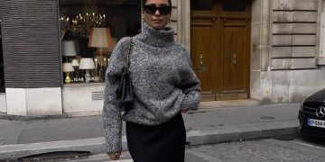 Este es el look de básicos con jersey y falda que causa sensación en el street style para ir elegante en invierno